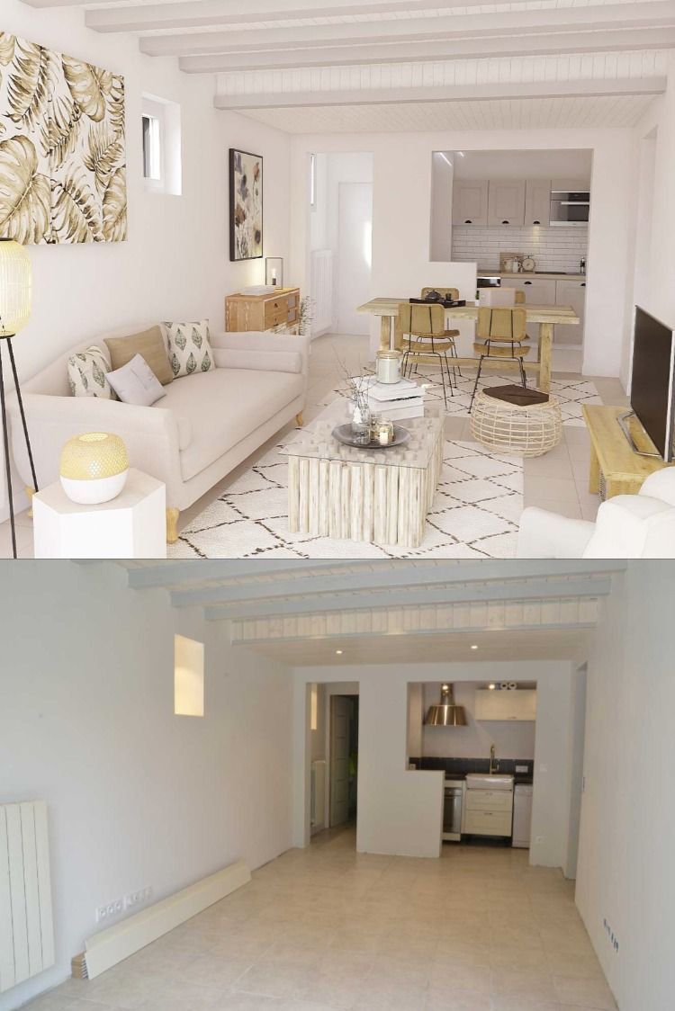 Avant apres renovation salon